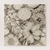 bloemsepiapatroon (8) legpuzzel (Horizontaal)