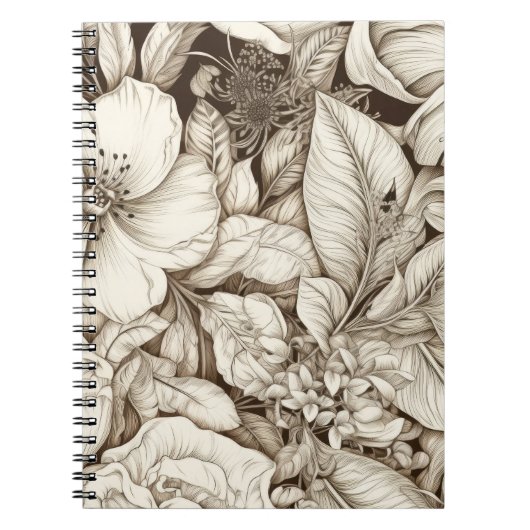 bloemsepiapatroon (9) notitieboek (Voorkant)