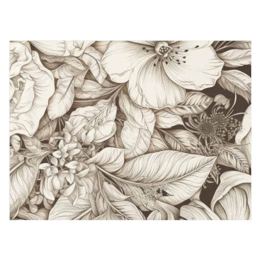 bloemsepiapatroon (9) tafelkleed (Voorkant (Horizontaal))