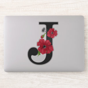 Bloemset, monogram J, letter J, bloemen, monogra Sticker
