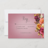  bloemsieraad fuchsia bruiloft RSVP kaartje (Voorkant)