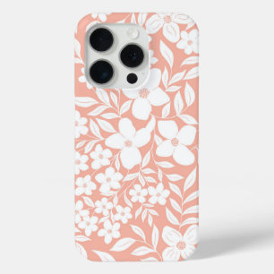 Bloemsilhouet op roze iPhone 15 pro case