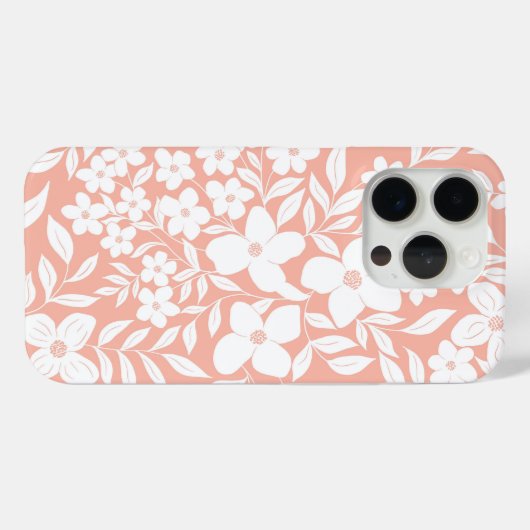 Bloemsilhouet op roze Case-Mate iPhone case (Achterkant (horizontaal))