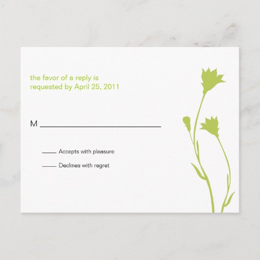 Bloemsilhouet RSVP Uitnodiging Briefkaart (Voorkant)