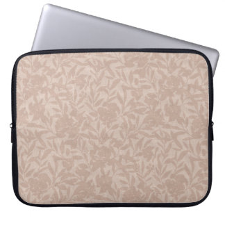 Bloemsilhouetten mocha mousse warm bruin laptop sleeve