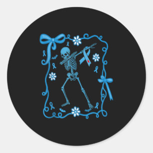 Bloemskelet Diabetes Awareness Ribbons Hallowe Ronde Sticker