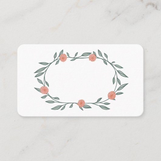 Bloemslingers Krans Chic Elegant Roze Groen Plaatskaartje (Voorkant)