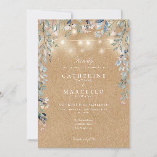 Bloemslingers met verlichting Rustieke Kraft bruil Kaart (Voorkant)