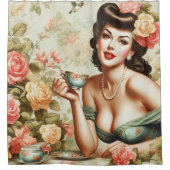 bloemspeld omhoog douchegordijn (Voorkant)