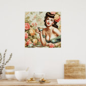  bloemspeld omhoog poster (Keuken)