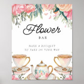 Bloemstaafteken Elegant Tea Party Vrijgezellenfees Poster (Voorkant)