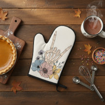 Bloemsteen op skelet Hand Oven Mitt
