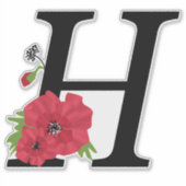 Bloemstel, monogram H, letter H, bloemen, monogra Sticker (Voorkant)