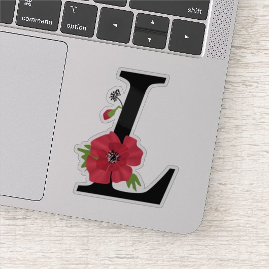 Bloemstel, monogram L, letter L, bloemen, monogra Sticker (Detail)