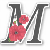 Bloemstel, monogram M, letter M, bloemen, monogra Sticker (Voorkant)