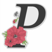 Bloemstel, monogram P, letter P, bloemen, monogra Sticker (Voorkant)