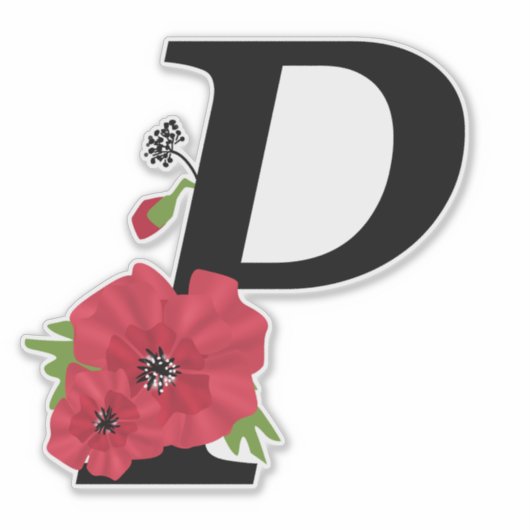 Bloemstel, monogram P, letter P, bloemen, monogra Sticker (Voorkant)