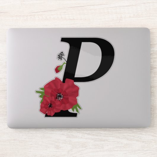 Bloemstel, monogram P, letter P, bloemen, monogra Sticker (Computer)