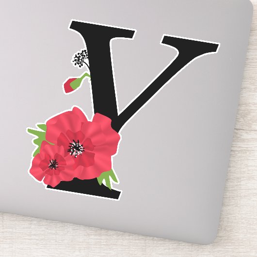 Bloemstel, monogram Y, letter Y, bloemen, monogra Sticker (Detail)