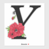 Bloemstel, monogram Y, letter Y, bloemen, monogra Sticker (Vel)
