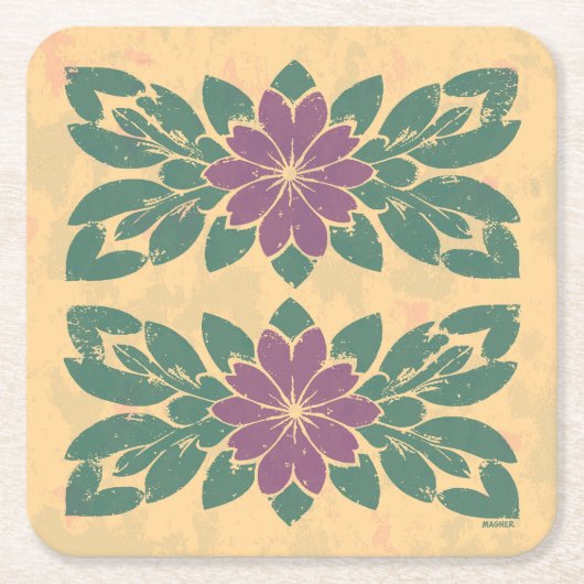  bloemstencil ontwerp kartonnen onderzetters (Voorkant)