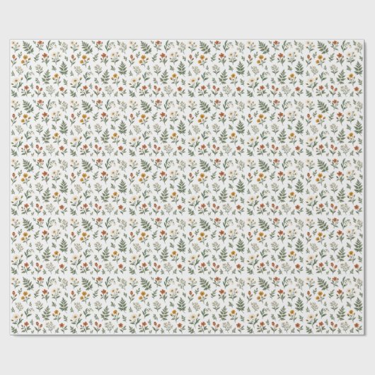 Bloemstengels botanisch cadeaupapier (Vlak)
