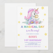 Bloemsterren Unicorns Verjaardag Uitnodigingen (Voorkant / Achterkant)