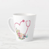  Bloemstethoscoop Hart Latte Mok (Linkerhoek)