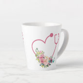  Bloemstethoscoop Hart Latte Mok (Rechterhoek)