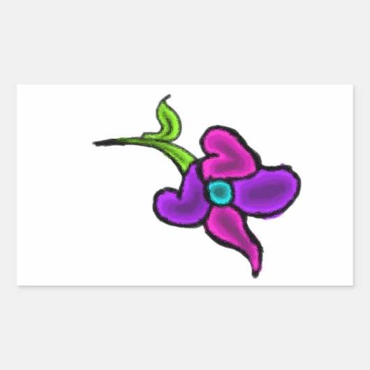 bloemsticker rechthoekige sticker (Voorkant)