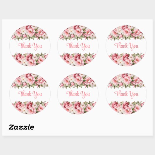 Bloemstickers Bedanken Ronde Sticker (Vel)