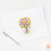 Bloemstickers Tulpboeket Ronde Sticker (Envelop)
