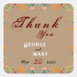 Bloemstijl    vierkante sticker