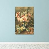 Bloemstillevens Fijne Kunst Opgespannen Canvasprin Canvas Afdruk (Insitu (Houten vloer))