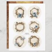  Bloemstof Dusty Blue Ephemera Labels Set (Voorkant / Achterkant)