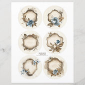  Bloemstof Dusty Blue Ephemera Labels Set (Voorkant)