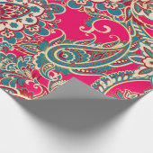 Bloemstof met paisley ornament naadloze paté cadeaupapier (Hoek)