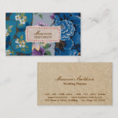 Bloemstof Patchwork (Blauw) Gepersonaliseerd Visitekaartje (Voorkant / Achterkant)