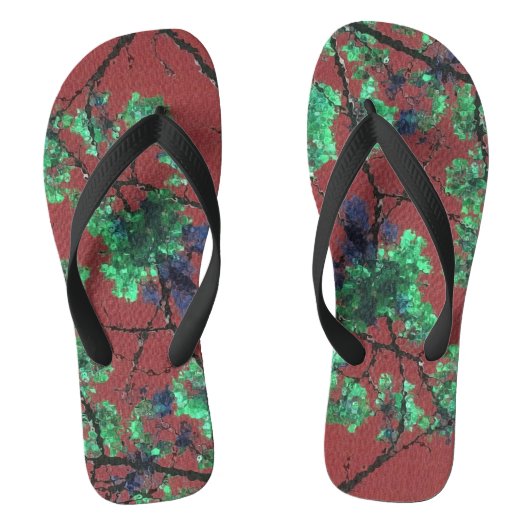 Bloemstof, Rood Teenslippers (Voetbed)