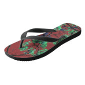 Bloemstof, Rood Teenslippers (Schuin)