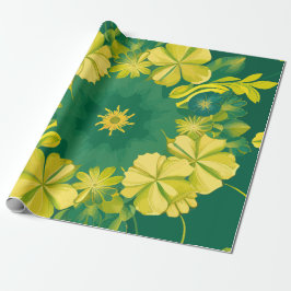 Bloemstraling: Geel & Groen Botanisch Patroon Cadeaupapier