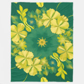 Bloemstraling: Geel & Groen Botanisch Patroon Fleece Deken (Voorkant)