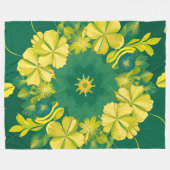 Bloemstraling: Geel & Groen Botanisch Patroon Fleece Deken (Voorkant (Horizontaal))