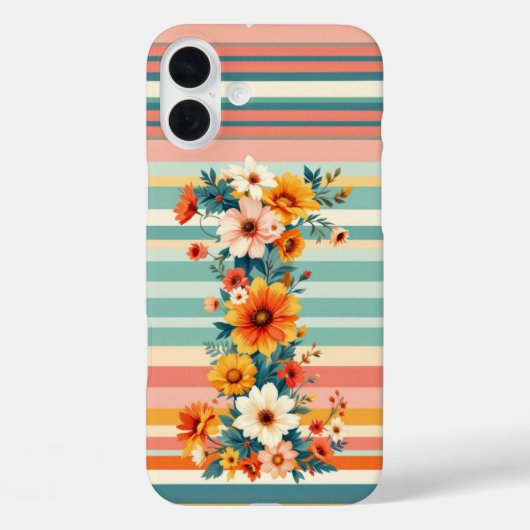 Bloemstrepen Retro (I) Case-Mate iPhone Case (Achterkant)