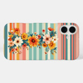 Bloemstrepen Retro (I) Case-Mate iPhone Case (Achterkant (horizontaal))