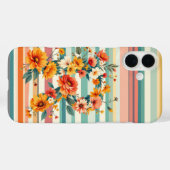 Bloemstrepen Retro (R) Case-Mate iPhone Case (Achterkant (horizontaal))