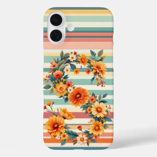 Bloemstrepen Retro (S) Case-Mate iPhone Case (Achterkant)