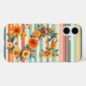 Bloemstrepen Retro (S) Case-Mate iPhone Case (Achterkant (horizontaal))