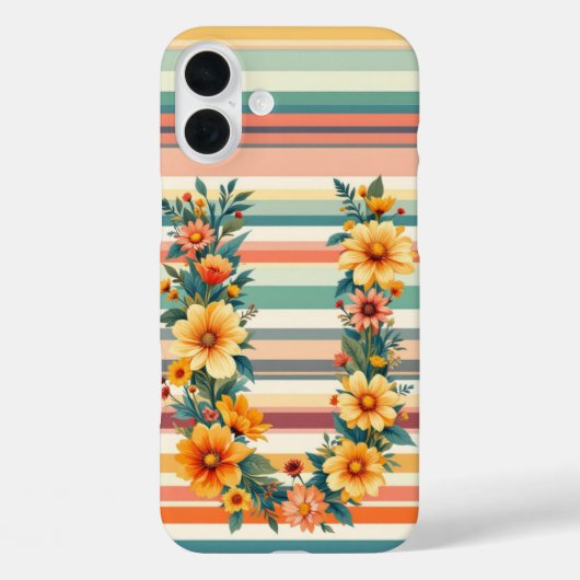 Bloemstrepen Retro (U) Case-Mate iPhone Case (Achterkant)