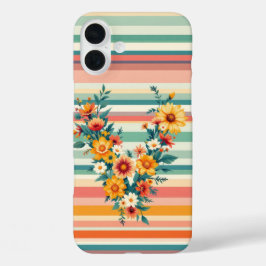Bloemstrepen Retro (V) iPhone 16 Plus Hoesje